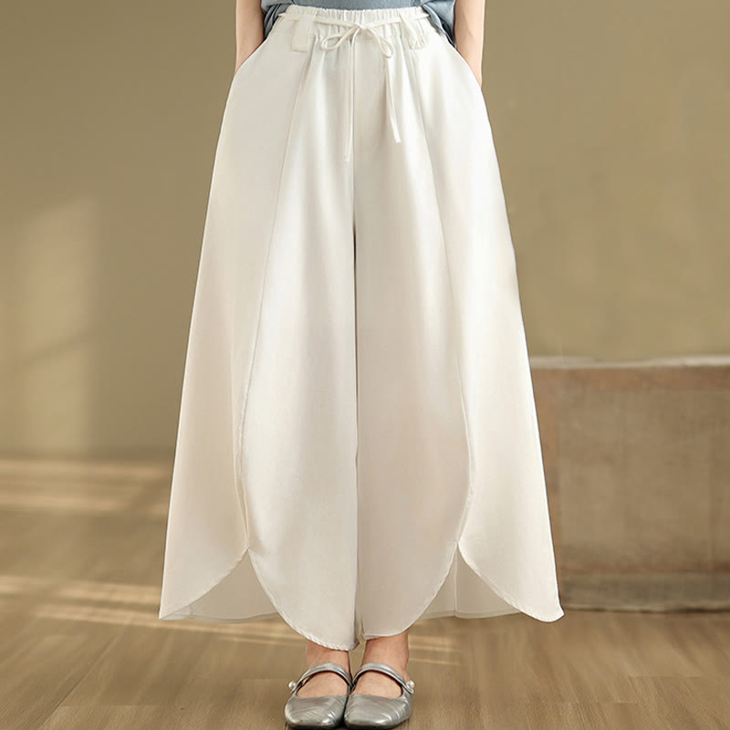 Buddha Stonesサマー ヴィンテージ レースアップ レディース ワイドレッグ スプリットパンツ ポケット付き - image 9