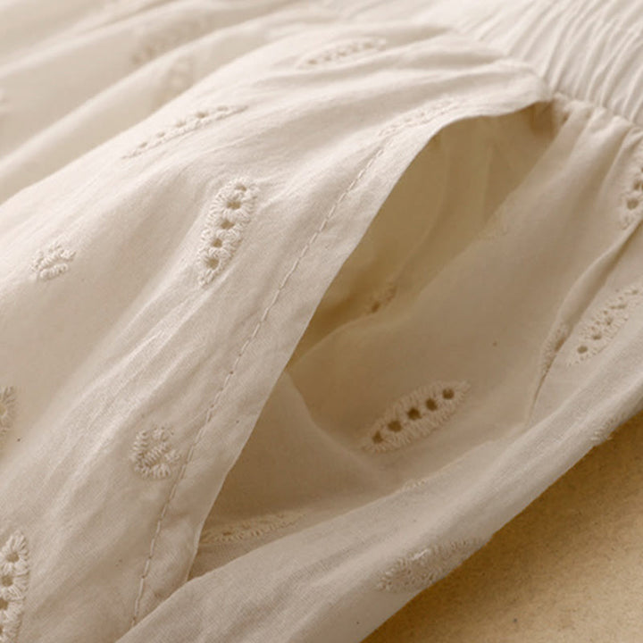 Buddha Stonesサマー ヴィンテージ 刺繍 レース裾 パッチワークデザイン レディース ワイドレッグ コットンパンツ ポケット付き - image 14