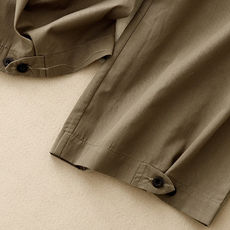 Buddha Stonesカジュアル ヴィンテージ 無地 ボタンデザイン レディース ワイドレッグ コットンパンツ ポケット付き - image 11