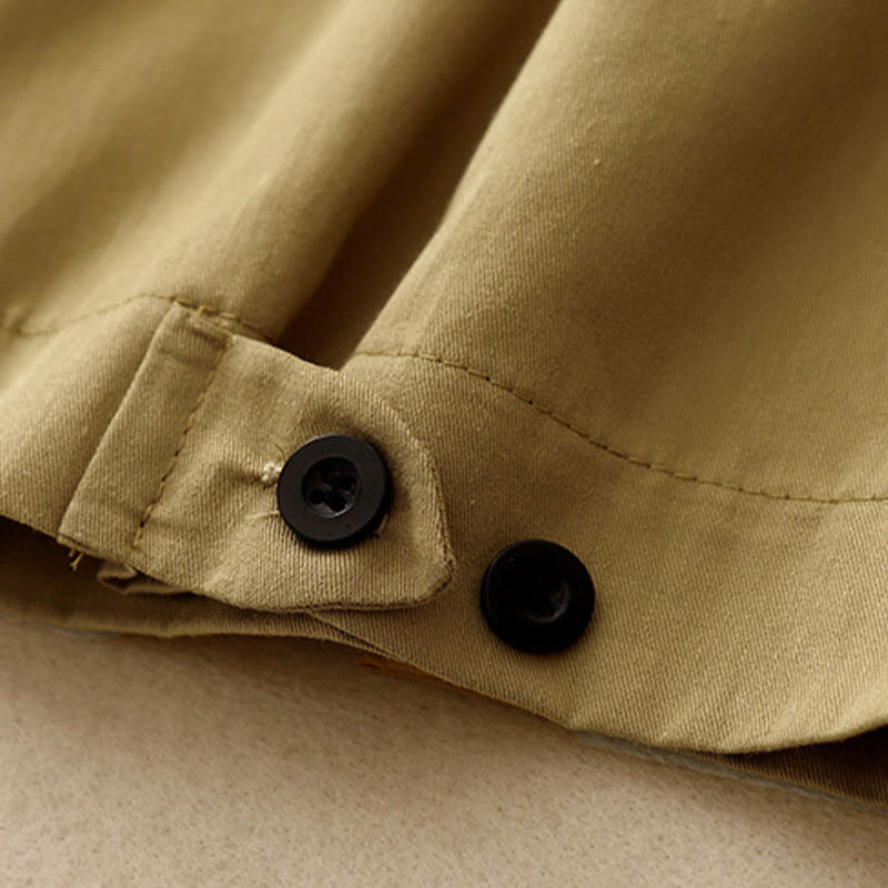 Buddha Stonesカジュアル ヴィンテージ 無地 ボタンデザイン レディース ワイドレッグ コットンパンツ ポケット付き - image 5