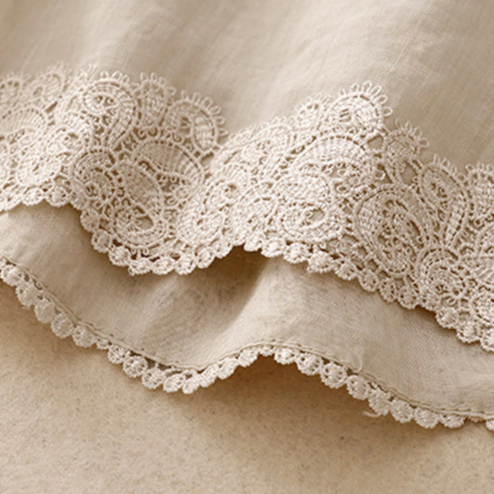 Buddha Stonesカジュアル ヴィンテージ 無地 ドローストリング レース パッチワーク デザイン レディース ワイドレッグ コットン 伸縮性ウエストバンド パンツ ポケット付き - image 16