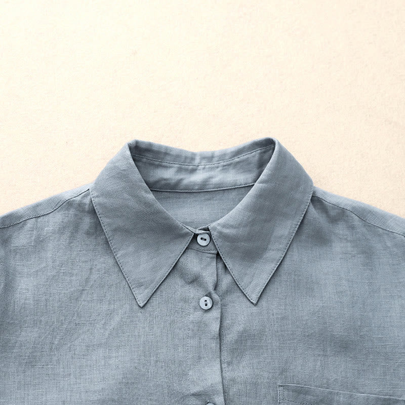 Buddha Stones夏 2点セット 無地 長袖 シャツ トップス カーディガン ショートパンツ 瞑想服 レディース ポケット付き - image 20