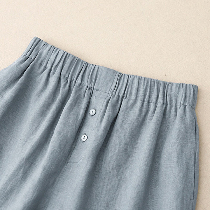 Buddha Stones夏 2点セット 無地 長袖 シャツ トップス カーディガン ショートパンツ 瞑想服 レディース ポケット付き - image 25