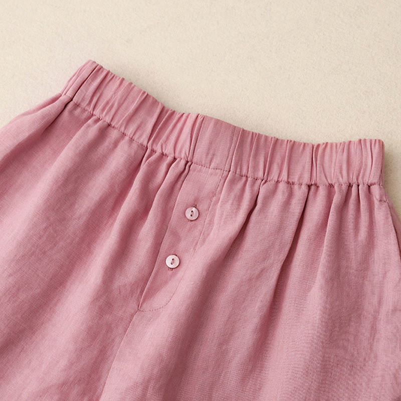 Buddha Stones夏 2点セット 無地 長袖 シャツ トップス カーディガン ショートパンツ 瞑想服 レディース ポケット付き - image 11