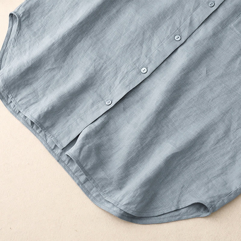 Buddha Stones夏 2点セット 無地 長袖 シャツ トップス カーディガン ショートパンツ 瞑想服 レディース ポケット付き - image 23