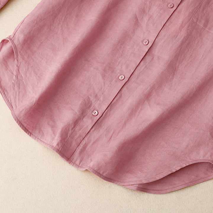 Buddha Stones夏 2点セット 無地 長袖 シャツ トップス カーディガン ショートパンツ 瞑想服 レディース ポケット付き - image 8