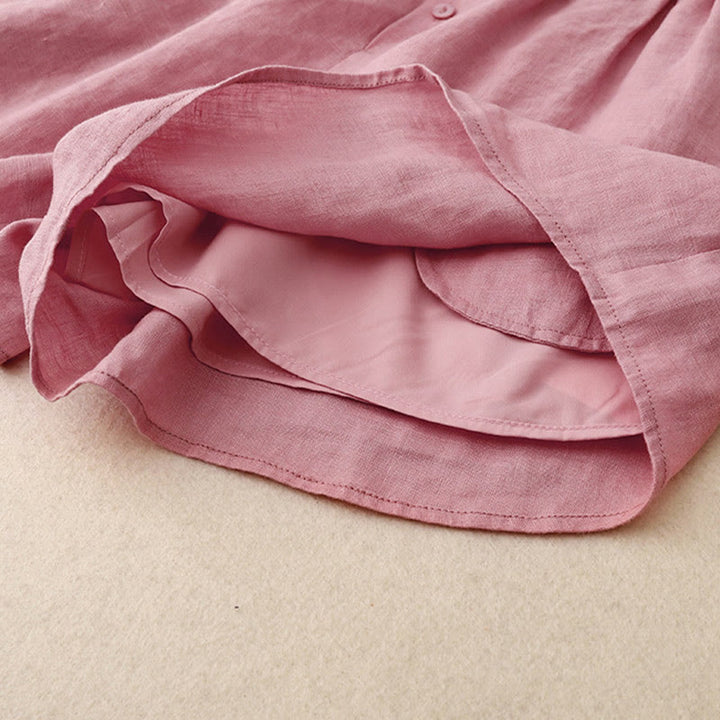 Buddha Stones夏 2点セット 無地 長袖 シャツ トップス カーディガン ショートパンツ 瞑想服 レディース ポケット付き - image 13