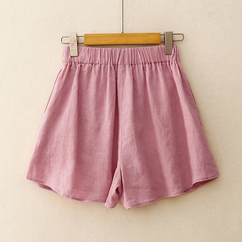 Buddha Stones夏 2点セット 無地 長袖 シャツ トップス カーディガン ショートパンツ 瞑想服 レディース ポケット付き - image 9