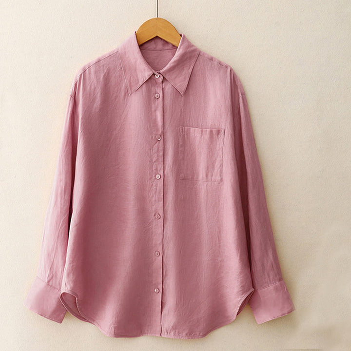 Buddha Stones夏 2点セット 無地 長袖 シャツ トップス カーディガン ショートパンツ 瞑想服 レディース ポケット付き - image 3