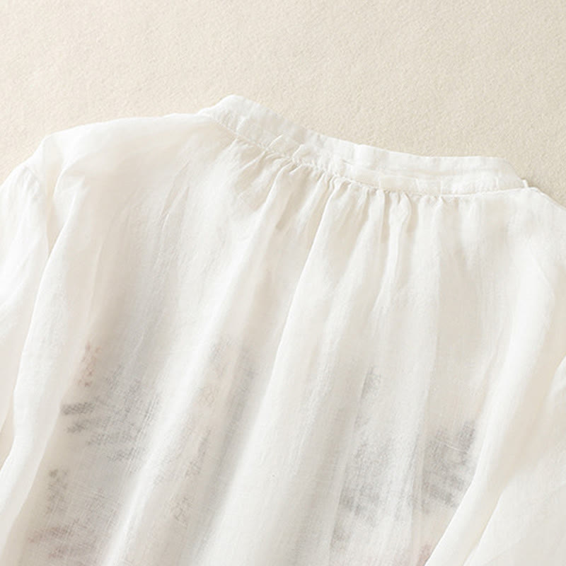 Buddha Stonesカジュアル アーティスティック 刺繍 葉っぱ柄 レディース コットンリネン 七分袖 シャツ カーディガン - image 16