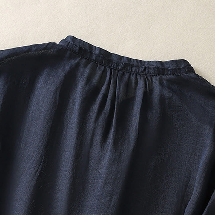 Buddha Stonesカジュアル アーティスティック 刺繍 葉っぱ柄 レディース コットンリネン 七分袖 シャツ カーディガン - image 10