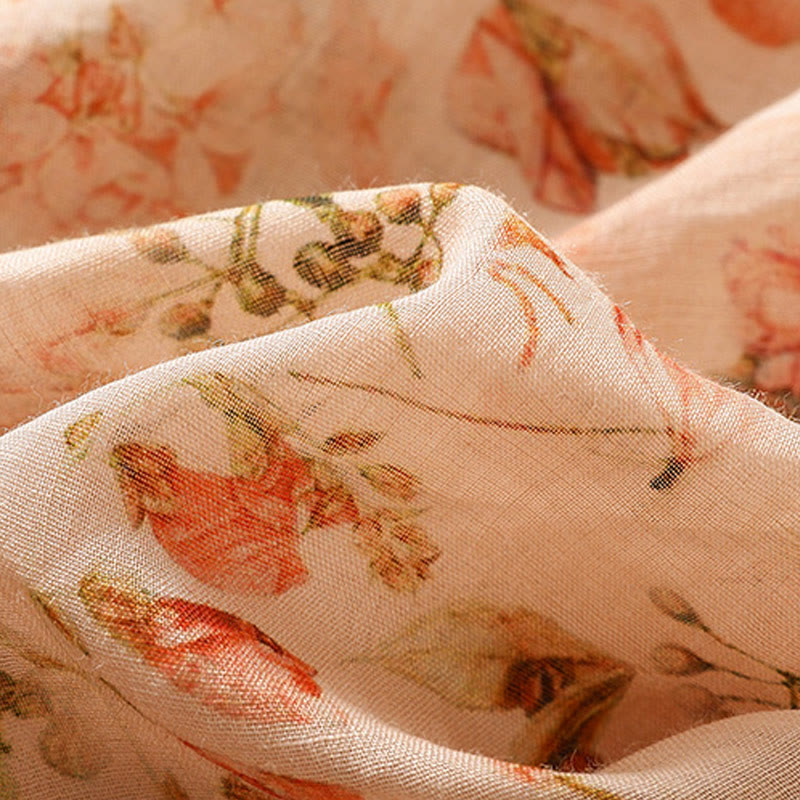 Buddha Stones夏 カジュアル プリント カエルボタンデザイン レディース コットンリネン 長袖シャツ - image 8