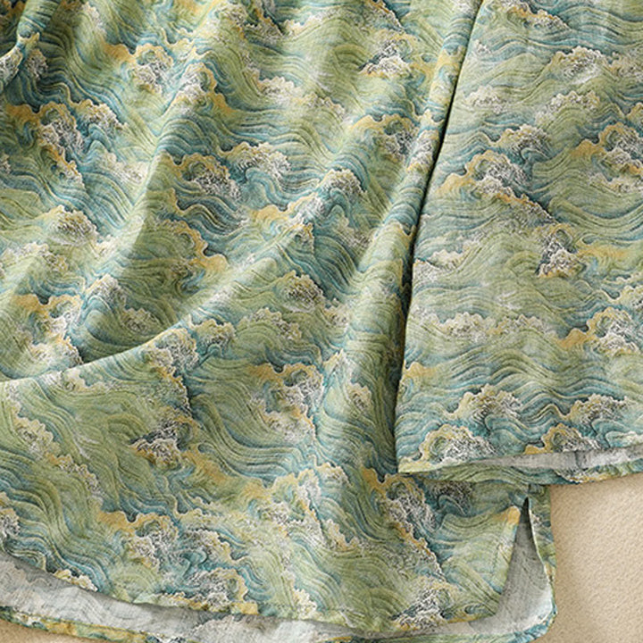 Buddha Stones夏 カジュアル プリント カエルボタンデザイン レディース コットンリネン 長袖シャツ - image 17