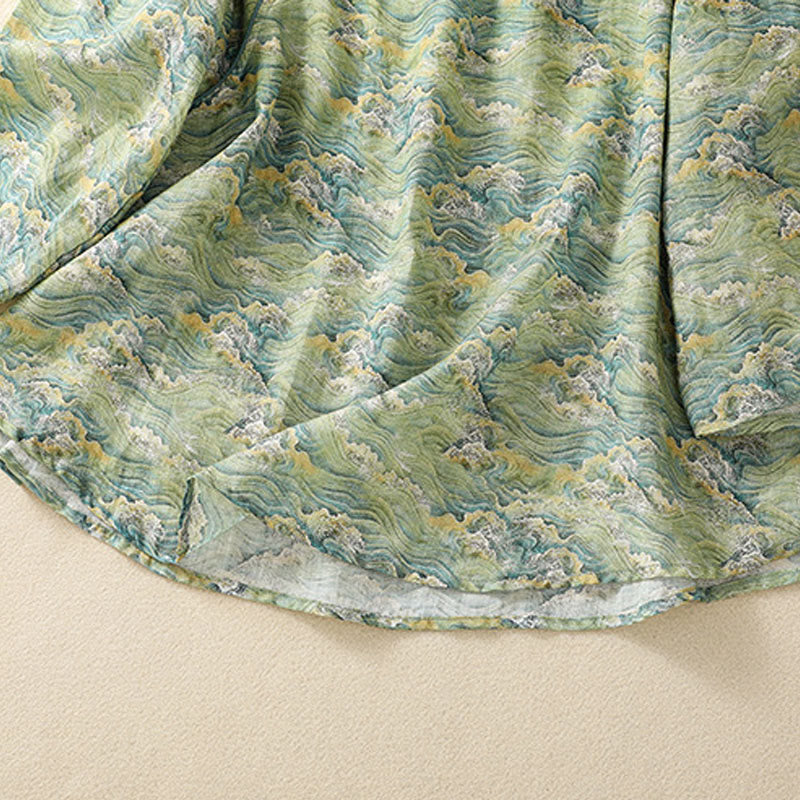 Buddha Stones夏 カジュアル プリント カエルボタンデザイン レディース コットンリネン 長袖シャツ - image 16