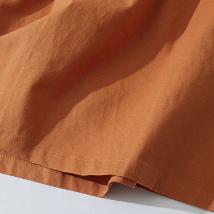 Buddha Stonesサマー レトロ 無地 ボタンデザイン 半袖 コットン ミディドレス ポケット付き - image 8