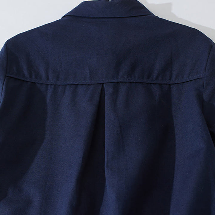 Buddha Stonesサマー レトロ 無地 ボタンデザイン 半袖 コットン ミディドレス ポケット付き - image 19