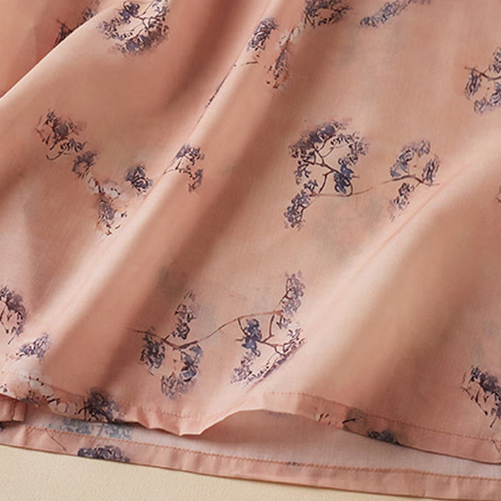 Buddha Stones夏 ヴィンテージプリント 花柄 斜めボタン スタンドカラーデザイン 半袖 コットン チャイナドレス ポケット付き - image 6