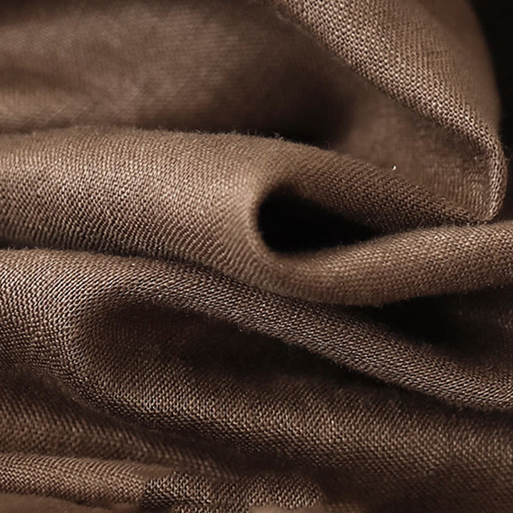 Buddha Stonesヴィンテージ カジュアル 無地 プリーツ ドローストリングデザイン 半袖 コットンリネン ミディドレス ポケット付き - image 8