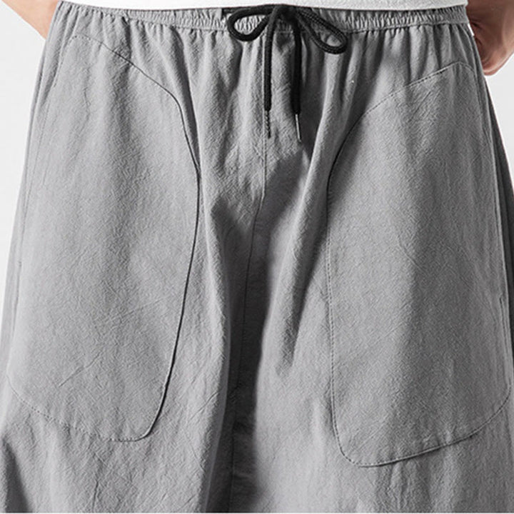 Buddha Stonesカジュアル ロークロッチデザイン ドローストリング メンズ 7-8丈 ワイドレッグパンツ ポケット付き - image 25