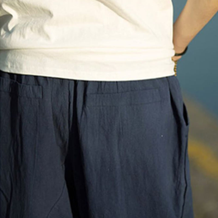 Buddha Stonesサマープレーンプリーツデザイン ドローストリング メンズ 7-8丈 パンツ ポケット付き - image 16