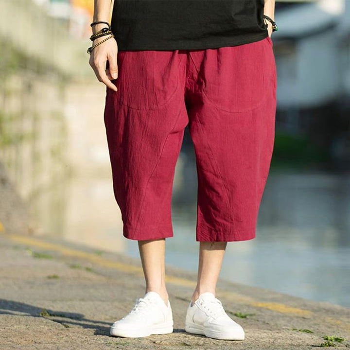 Buddha Stonesサマープレーンプリーツデザイン ドローストリング メンズ 7-8丈 パンツ ポケット付き - image 22