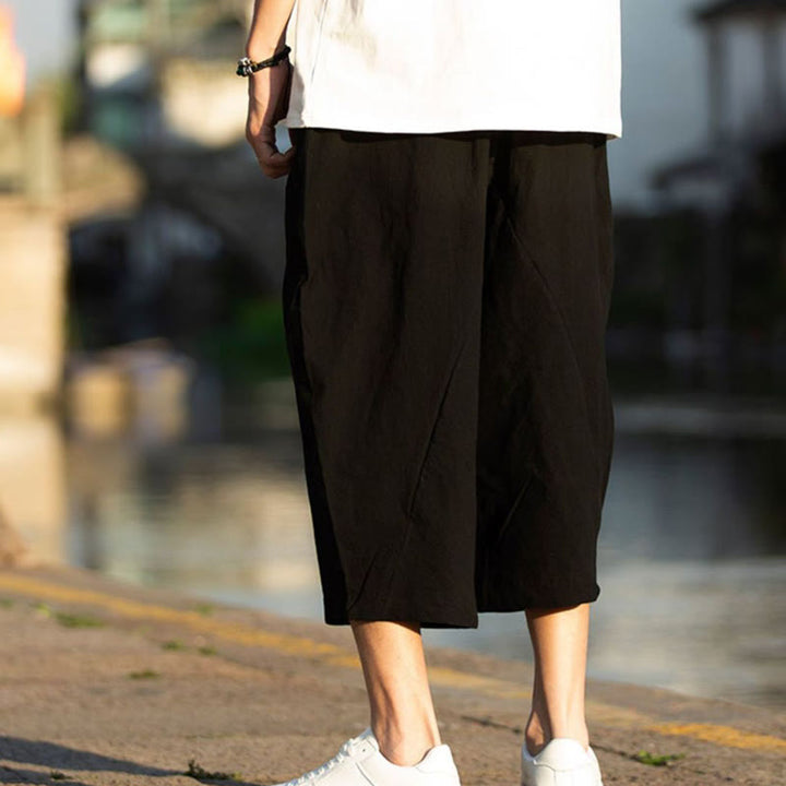 Buddha Stonesサマープレーンプリーツデザイン ドローストリング メンズ 7-8丈 パンツ ポケット付き - image 8