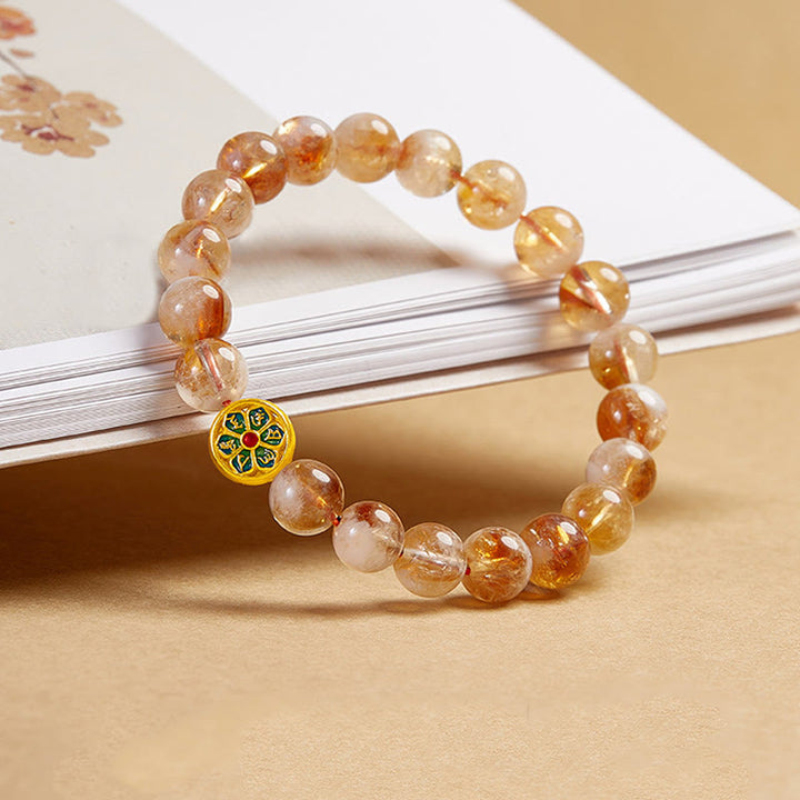 Buddha Stones999スターリングシルバーオーム・マニ・パドメ・フムシトリン守護ブレスレット - image 1