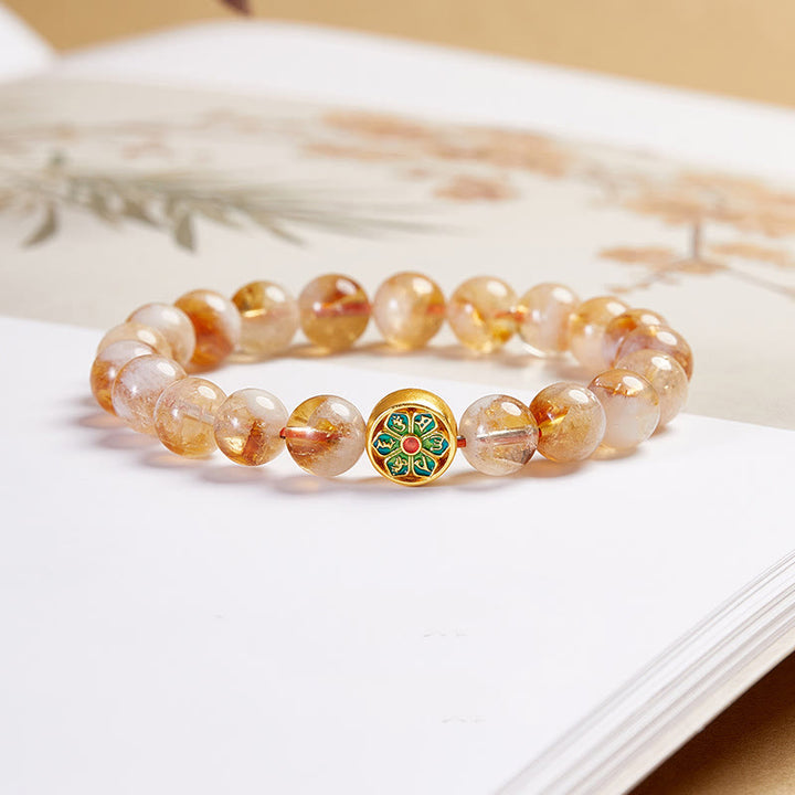 Buddha Stones999スターリングシルバーオーム・マニ・パドメ・フムシトリン守護ブレスレット - シトリン（手首周り：5.5～6.3インチ（14～16cm）） - image 0