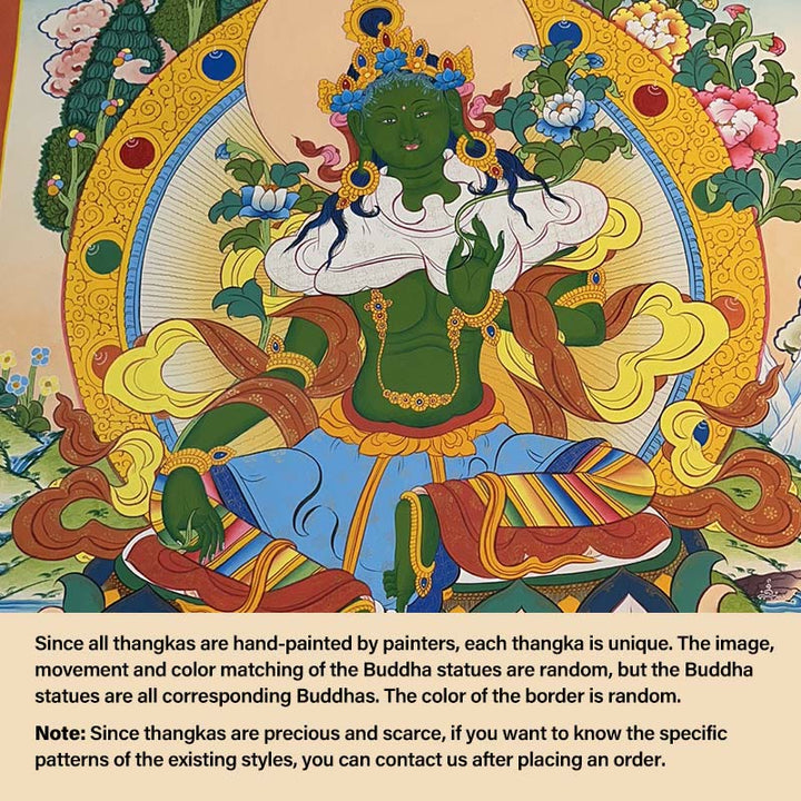 Buddha Stonesチベットタンカ画 黄色の富の神 緑の多羅観音 手作り装飾 ブラインドボックス（ランダムスタイル）