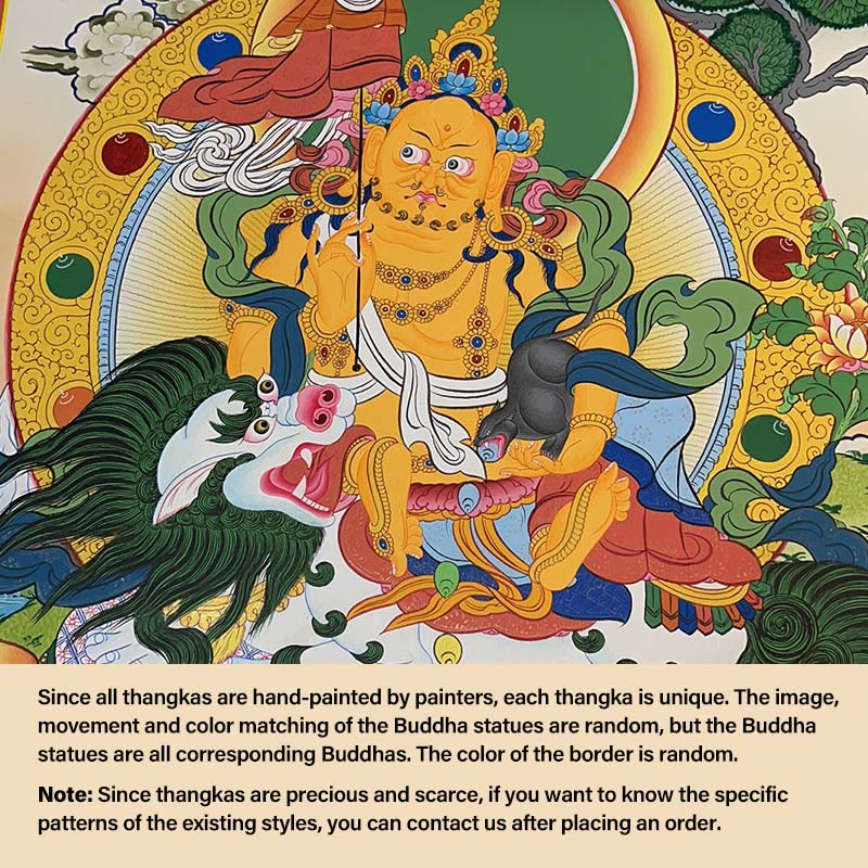 Buddha Stonesチベットタンカ画 黄色の富の神 緑の多羅観音 手作り装飾 ブラインドボックス（ランダムスタイル） - 27.56×21.6インチ/70×55cm 富の神(ランダムタンカスタイル、利用可能なスタイルについてはカスタマーサービスにお問い合わせください) - image 3