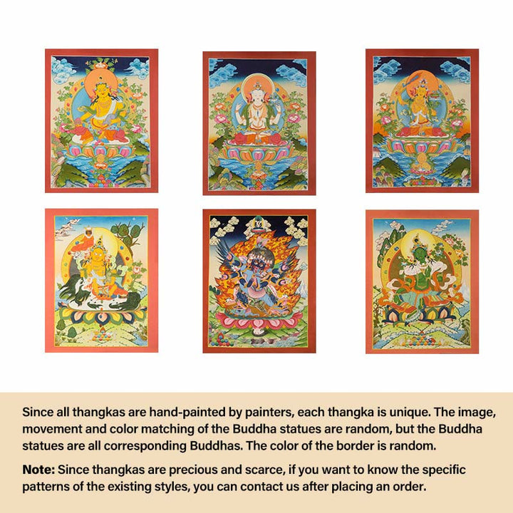 Buddha Stonesチベットタンカ画 黄色の富の神 緑の多羅観音 手作り装飾 ブラインドボックス（ランダムスタイル） - image 23