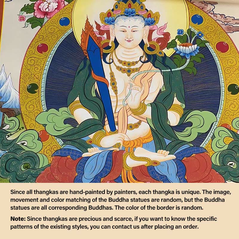 Buddha Stonesチベットタンカ画 黄色の富の神 緑の多羅観音 手作り装飾 ブラインドボックス（ランダムスタイル） - 27.56×21.6インチ/70×55cm Akasagarbha (ランダムタンカスタイル、利用可能なスタイルについてはカスタマーサービスにお問い合わせください) - image 18