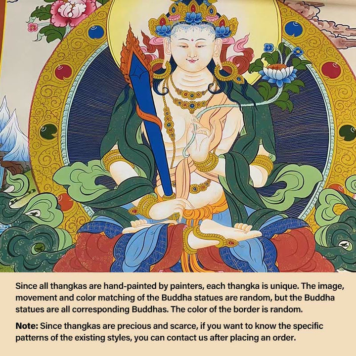 Buddha Stonesチベットタンカ画 黄色の富の神 緑の多羅観音 手作り装飾 ブラインドボックス（ランダムスタイル） - 27.56×21.6インチ/70×55cm Akasagarbha (ランダムタンカスタイル、利用可能なスタイルについてはカスタマーサービスにお問い合わせください) - image 18