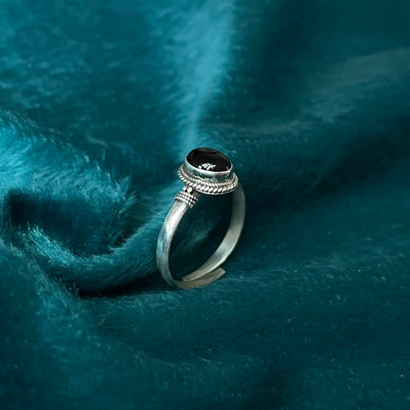 Buddha Stones 925スターリングシルバー ハンドメイド ブラックオニキス幸運繁栄調節可能リング - image 3