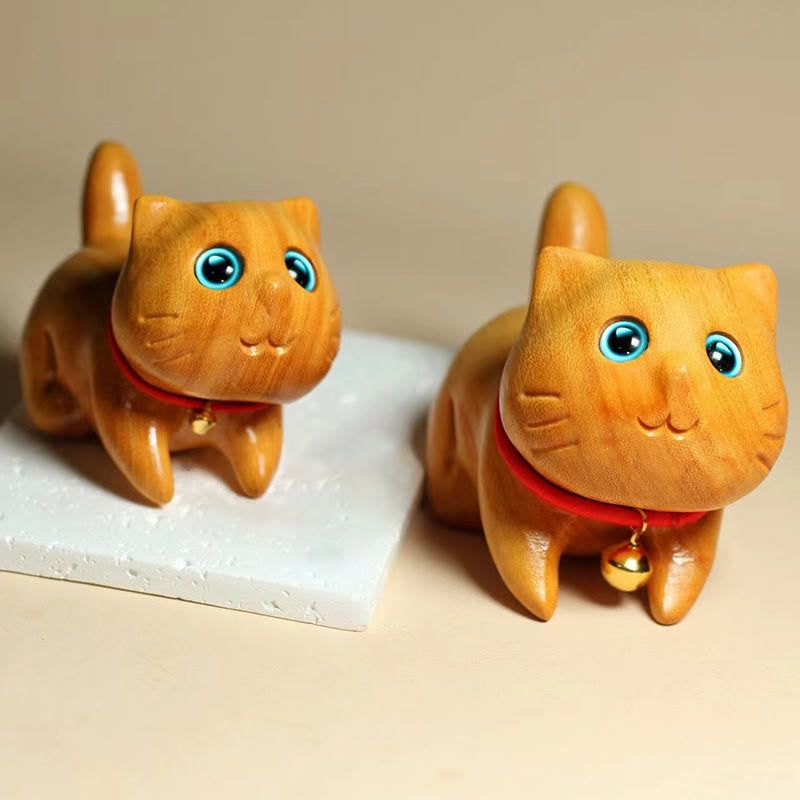 Buddha Stonesミニ白檀彫刻幸運自信猫癒し装飾 - image 13