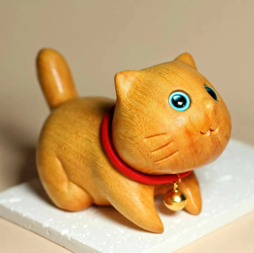 Buddha Stonesミニ白檀彫刻幸運自信猫癒し装飾 - 3.94×2.76×2.17インチ（10×7×5.5cm） - image 7
