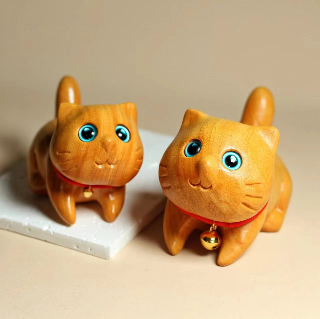Buddha Stonesミニ白檀彫刻幸運自信猫癒し装飾 - image 12