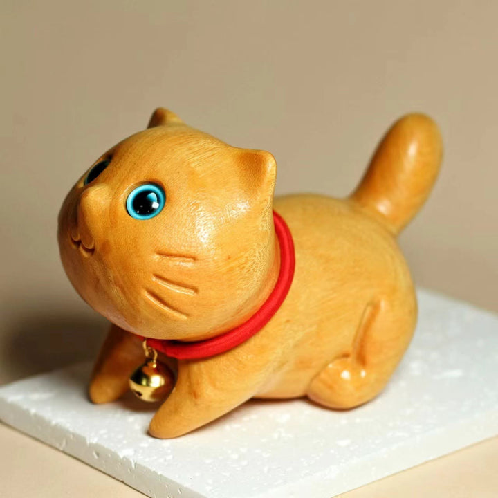 Buddha Stonesミニ白檀彫刻幸運自信猫癒し装飾 - image 8