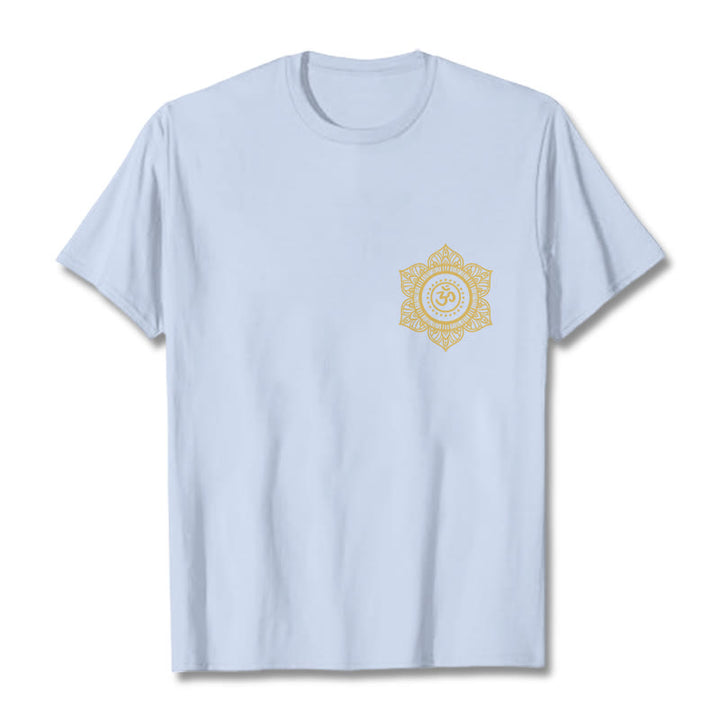 Buddha Stones黄金曼荼羅 OM 柄 Tシャツ - ライトシアン - 2XL - image 19