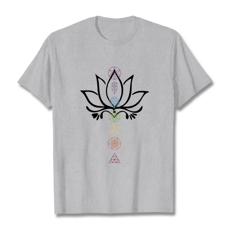 Buddha Stones、蓮、神聖幾何学Tシャツ - ライトグレー - 2XL - image 20