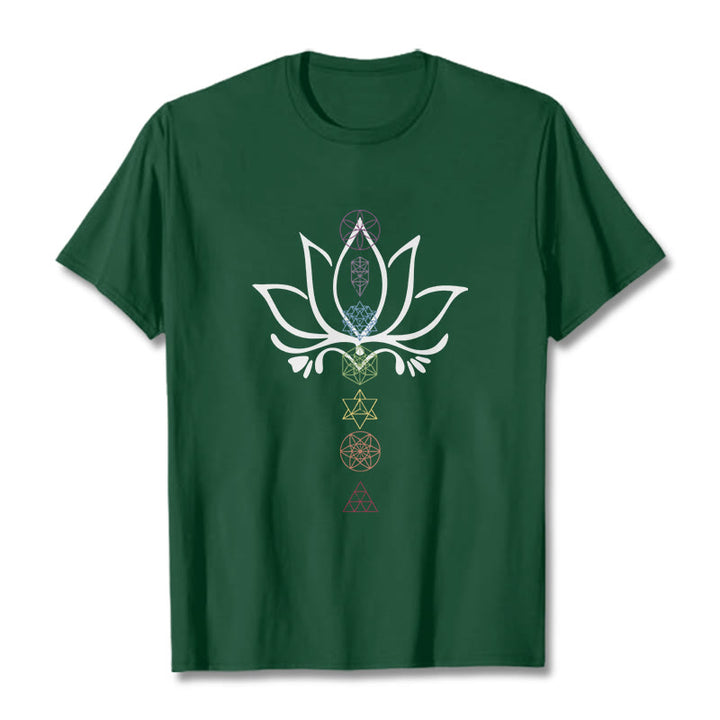 Buddha Stones、蓮、神聖幾何学Tシャツ - フォレストグリーン - 2XL - image 11