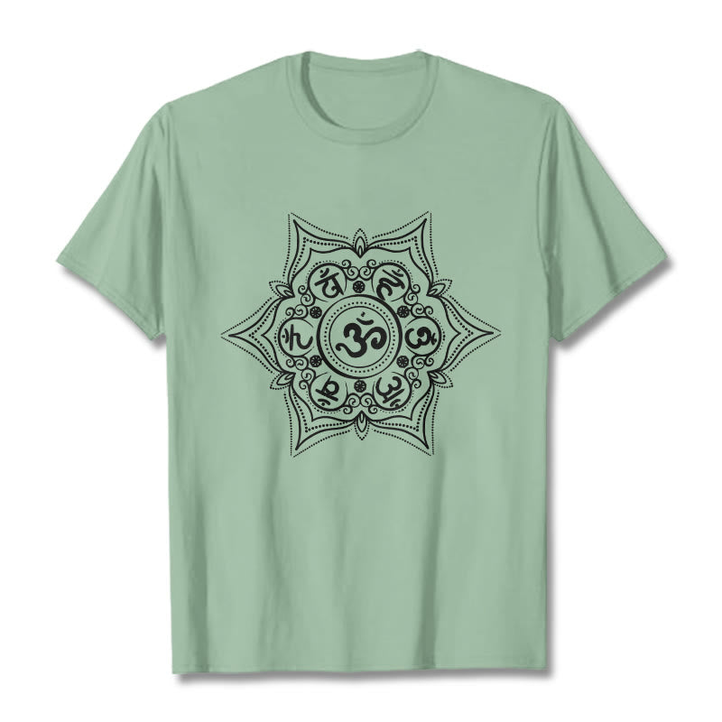 Buddha Stones Mandala オーム・マニ・パドメ・フム Tee Tシャツ - ペールグリーン - 2XL - image 15