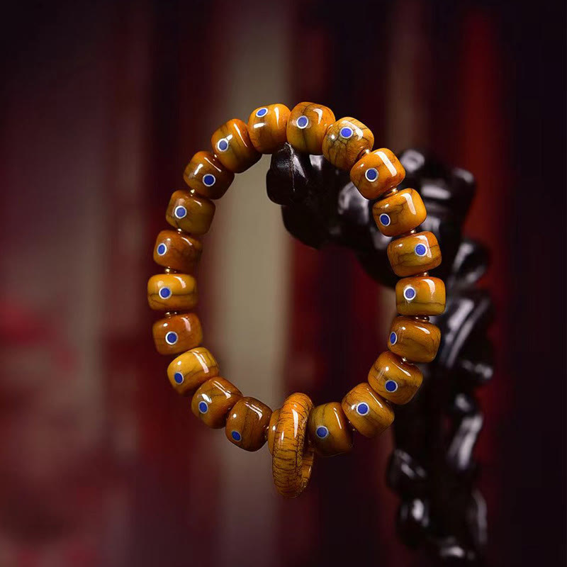 Buddha Stonesヴィンテージ チベット骨ビーズ ラズライト ラピスラズリ バランス編みロープブレスレット - image 3