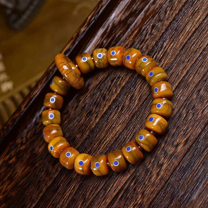 Buddha Stonesヴィンテージ チベット骨ビーズ ラズライト ラピスラズリ バランス編みロープブレスレット - image 1