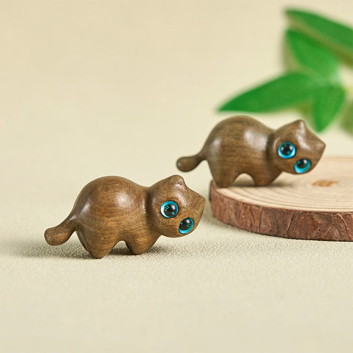 Buddha Stonesミニかわいいストレッチ猫彫刻癒しのデスク装飾 - image 4