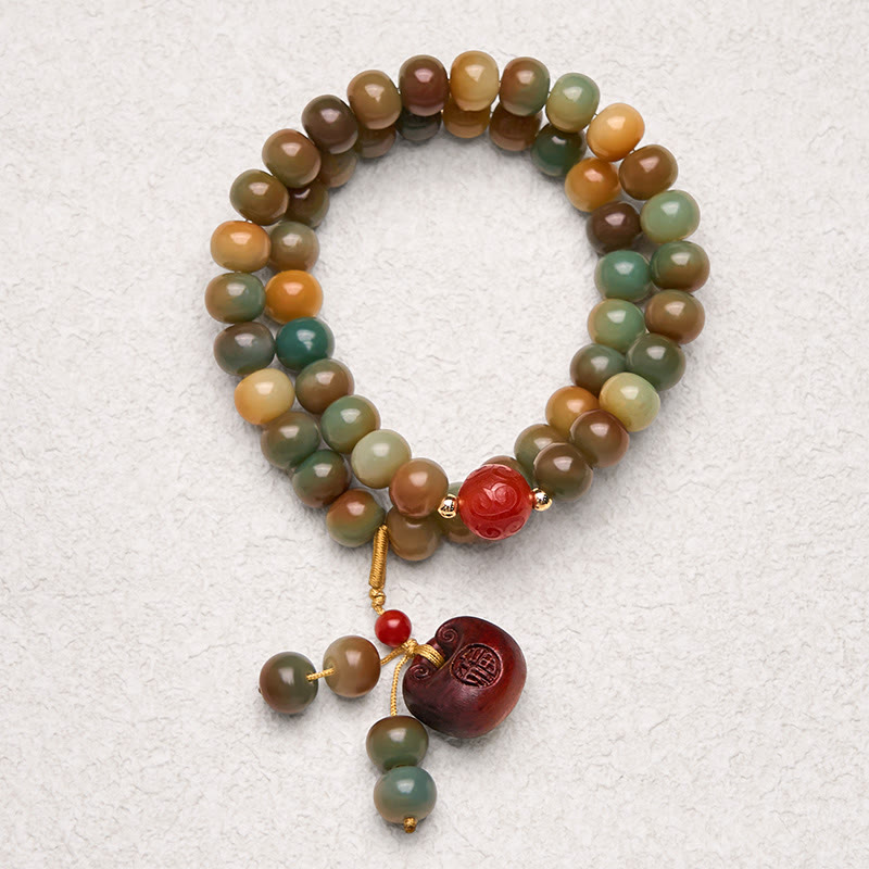 Buddha Stonesカラフル 菩提樹 ハーモニー ダブルラップブレスレット