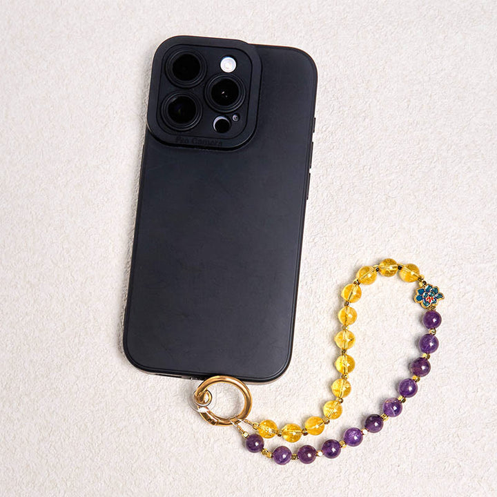 Buddha Stones天然アメジスト シトリン ヒーリングキーホルダー 携帯電話用吊り下げ装飾