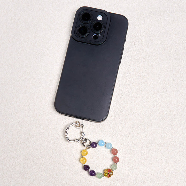 Buddha Stones天然 ストロベリークォーツ アメジスト シトリン アクアマリン フラワー キーチェーン 吊り下げ装飾