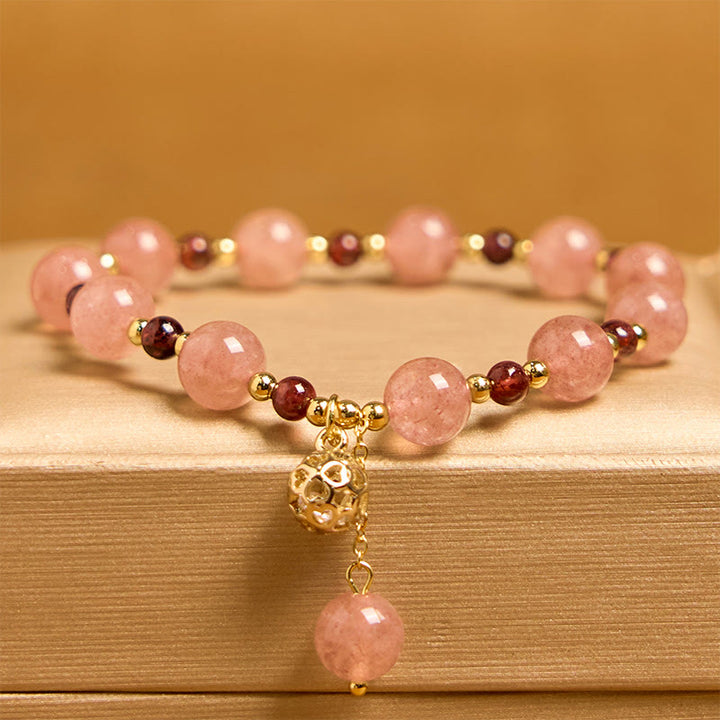 ストロベリークォーツ ガーネット 天然石 ブレスレット ヒーリング 開運 幸運 守護 | Buddha Stones