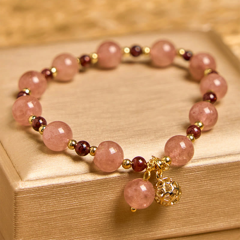 ストロベリークォーツ ガーネット 天然石 ブレスレット ヒーリング 開運 幸運 守護 | Buddha Stones